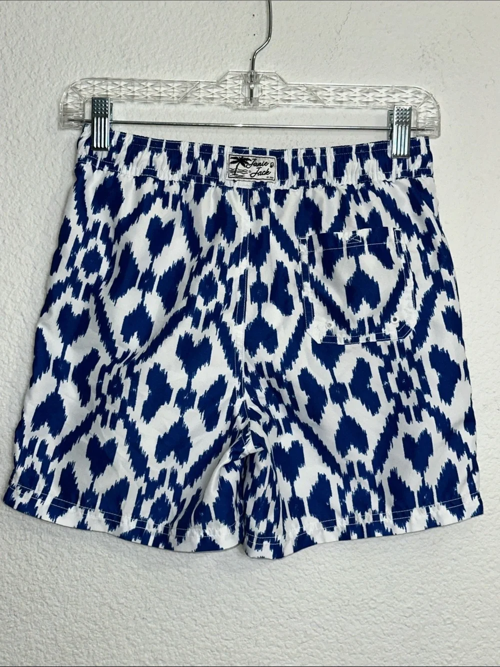 Janie and Jack Blue White Swim Shorts Youth Size 12 Lined‎ Swimwear Trunks